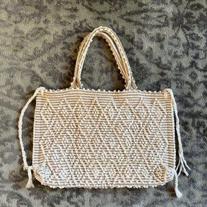 Elegant Cream Crochet Tote Bag